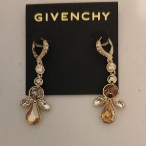 Givenchy Gold and Champagne Crystal Earrings